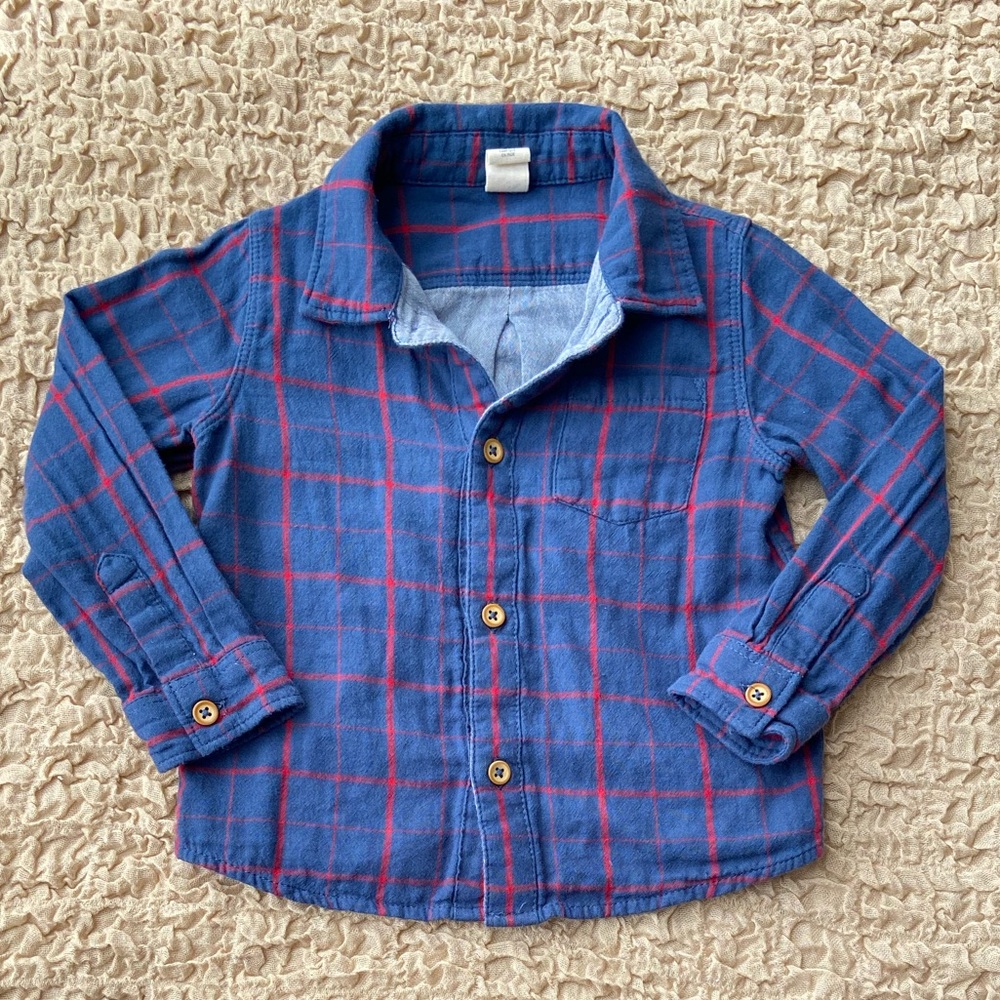 Tucker + Tate Size 24M Blue Plaid Shirt